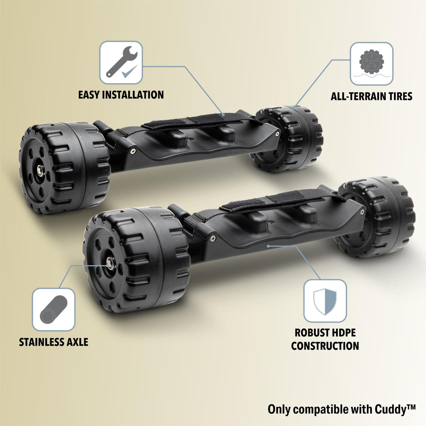 Cuddy Crawler Wheel Conversion Set - Cooler Wheel Kit for Cuddy